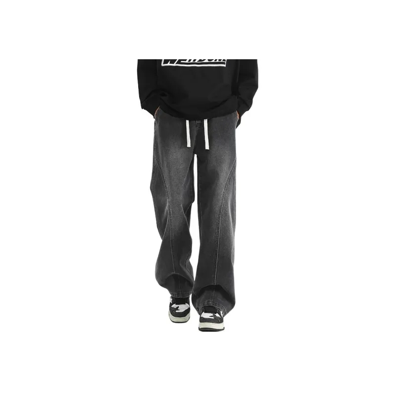 Menglaini Jeans Unisex Black Gray Color-0