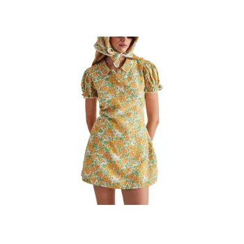 FREE PEOPLE Under The Sun Mini Dress Skirt Set Women's Marigold Combo/Tagetes Combination