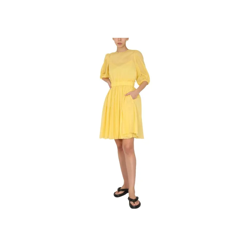 RED VALENTINO REDValentino Puff-Sleeved Midi Dress-2