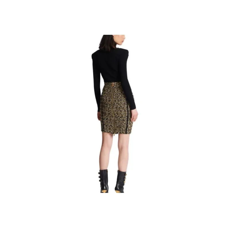 BALMAIN Lurex Tweed Pencil Skirt-1