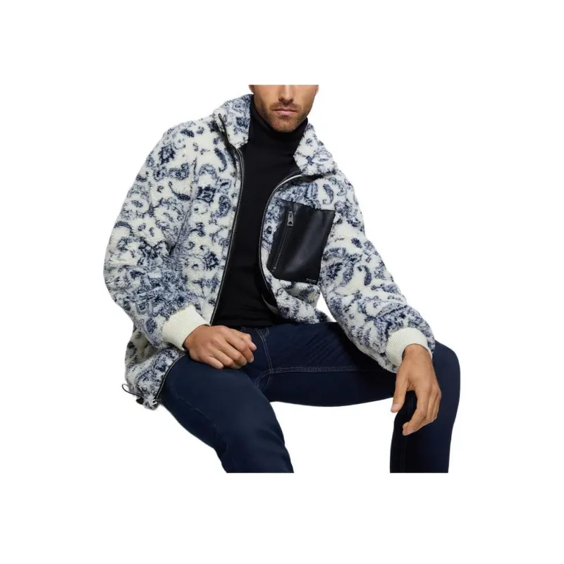 GUESS Jackets Coats Men's White Blue-2