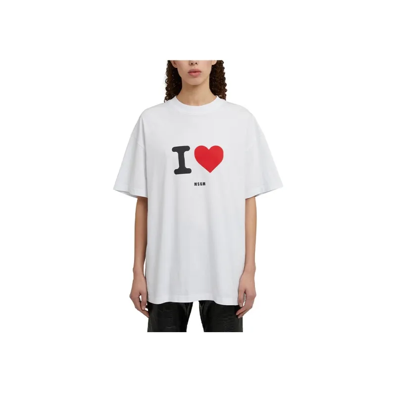 MSGM I Love Printed Crewneck T Shirt-3