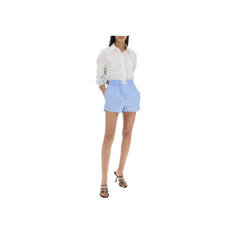 Alexander Wang Logo Jacquard Pinstriped Short Shorts-6