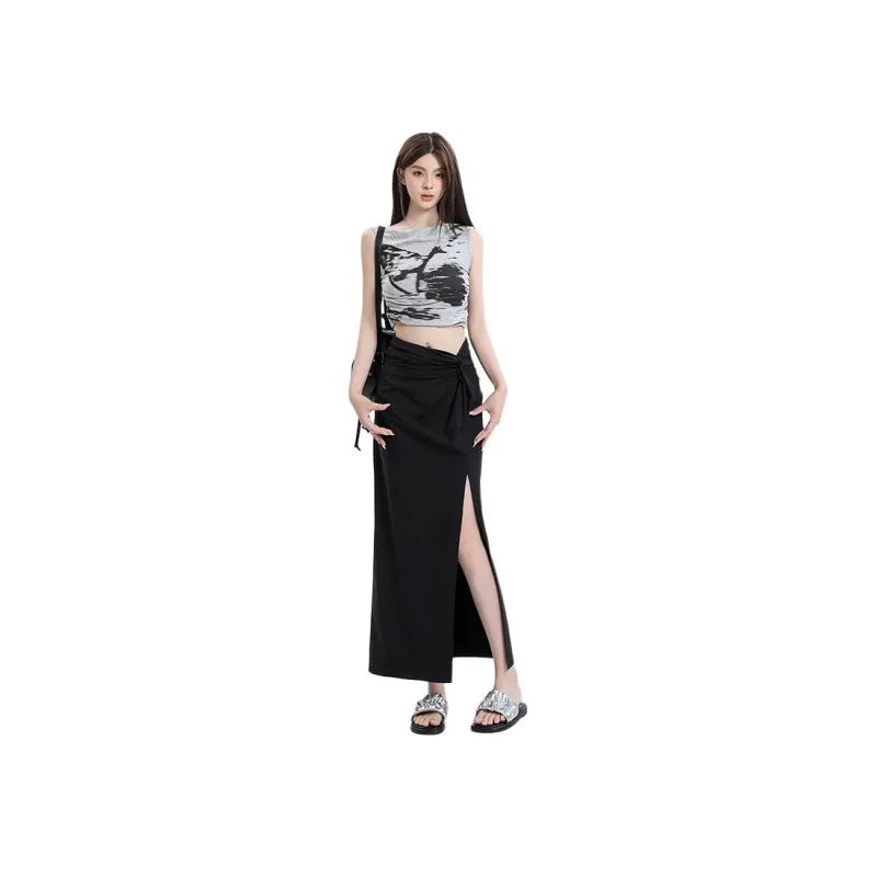 BRN Casual Long Skirts Women's Black Long Skirt-0
