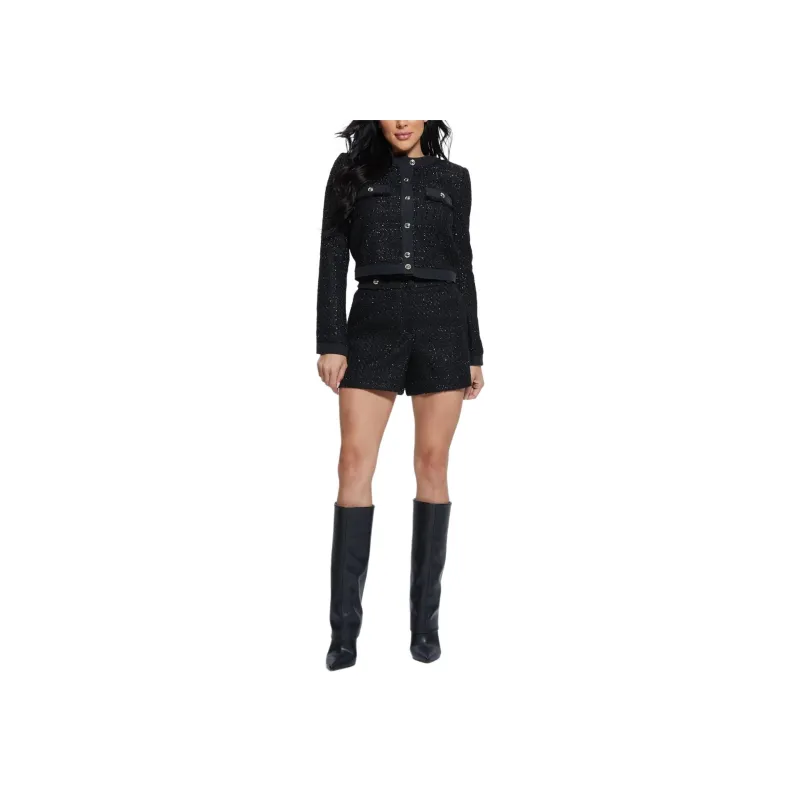 GUESS Clarissa Metallic Tweed Shorts Casual Shorts Women's Black-4
