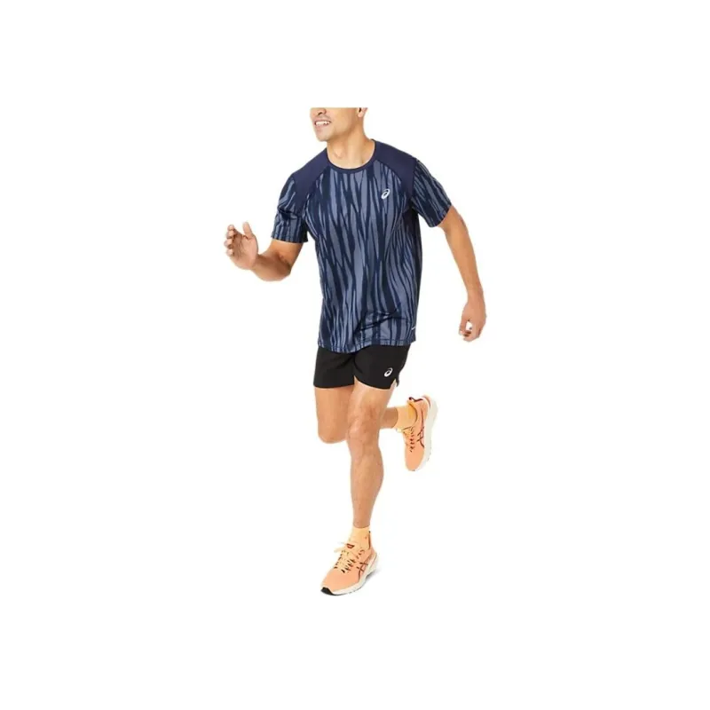 Asics ROAD Running T Shirt Men's Blue-3