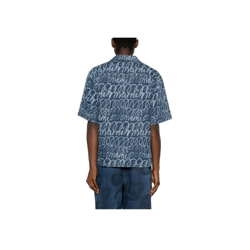 MARNI Echoes print Denim Shirt-2