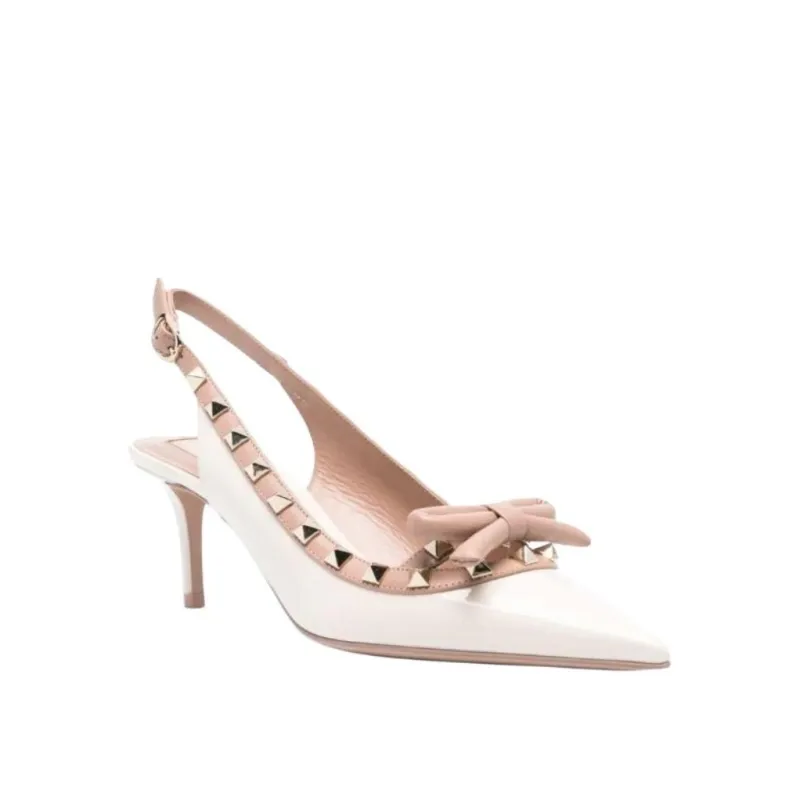 Valentino Garavani Rockstud Bow Detailed Pointed Toe Pumps-3