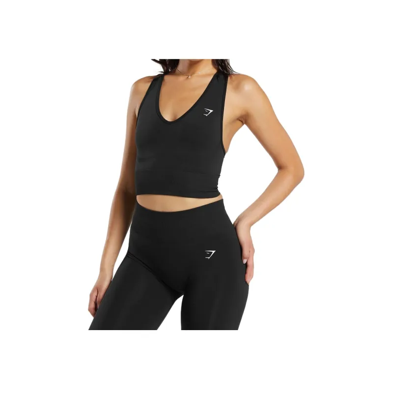 GYMSHARK Everyday Seamless Crop Tank Sport Vests Women's Black-0