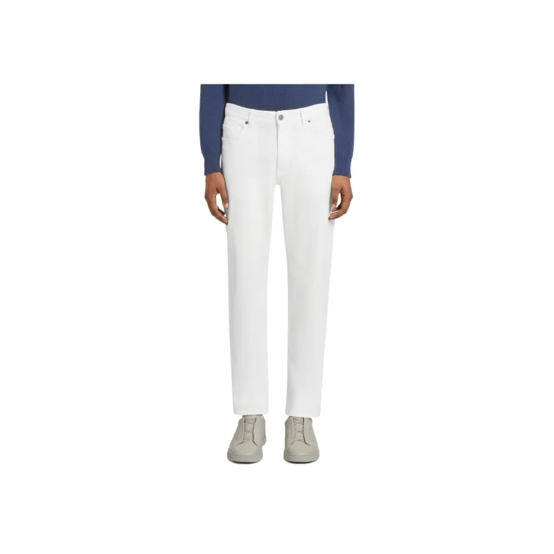 Zegna Logo Patch Slim Cut Jeans-1