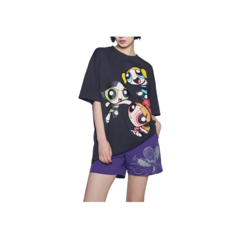 Acme De La Vie/ADLV x FEITIANXIAONVJING,LIANMINGKUAN Flying Girl Police Co brand Series T Shirt Unisex Black-3