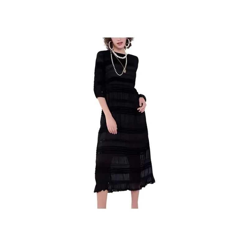 BESIONIA SS23 Short Sleeved Dresses Women's Black-1