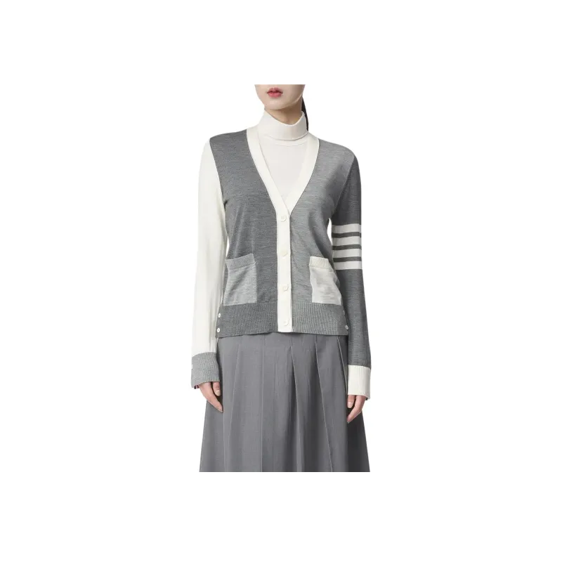 THOM BROWNE V Neck Knitted Cardigan-3