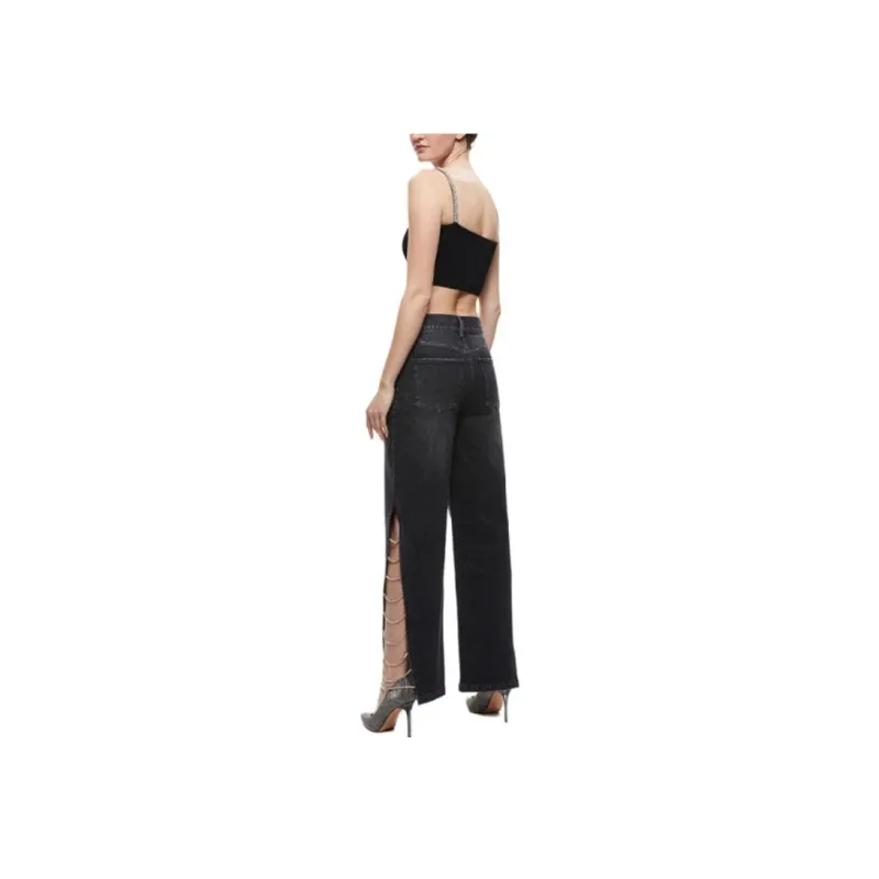 Alice + Olivia Gayle Crystal embellisjed Straight leg Jeans-1