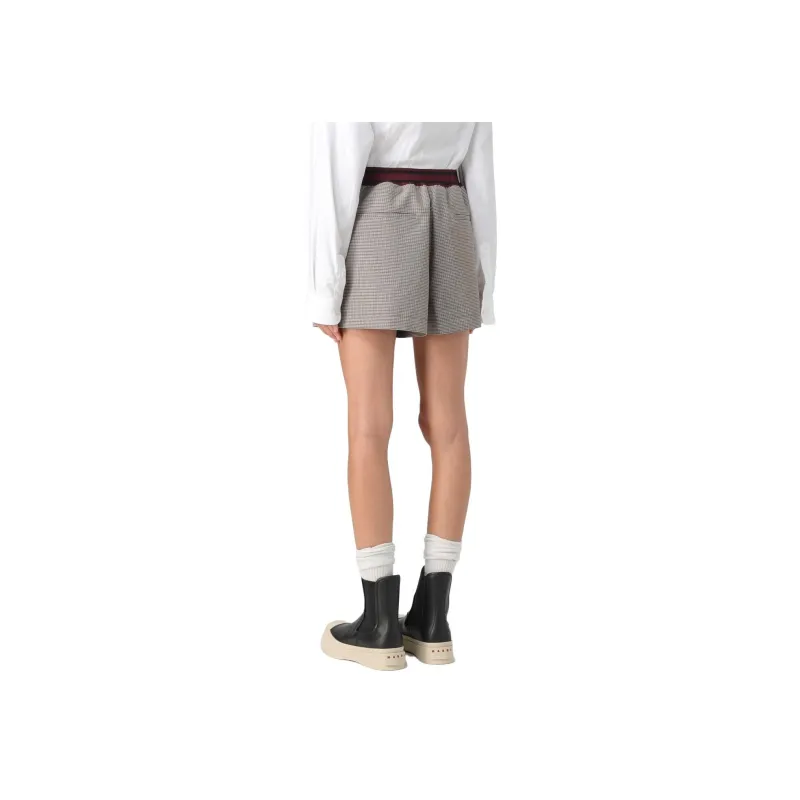 MARNI Logo Band Houndstooth Patterned Shorts-3