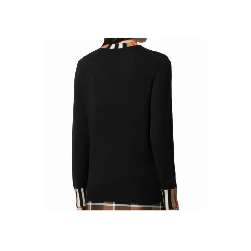 Burberry Icon Stripe Trim Cashmere Sweater Black-6
