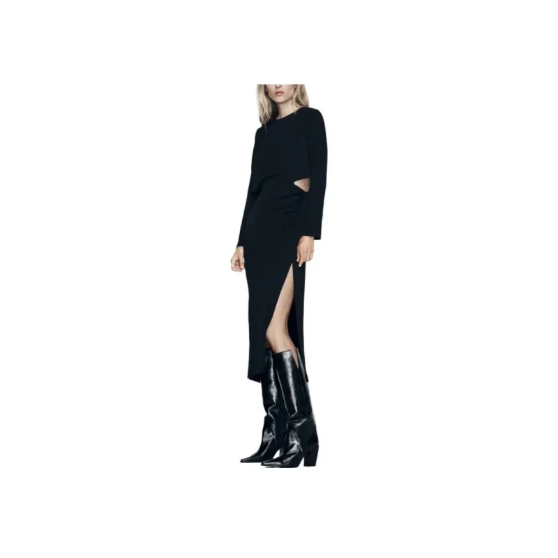 ZARA Long Sleeved Dresses Women's Black-2