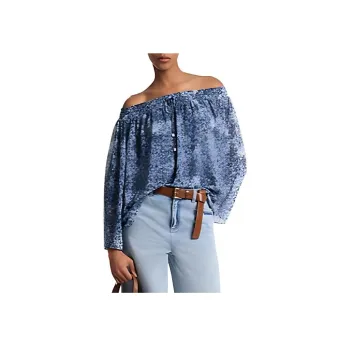 MICHAEL KORS Tie-Dye Floral Georgette Off-the-Shoulder Top