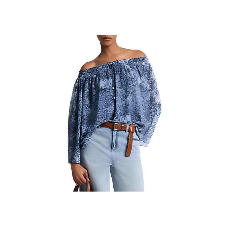 MICHAEL KORS Tie-Dye Floral Georgette Off-the-Shoulder Top-0