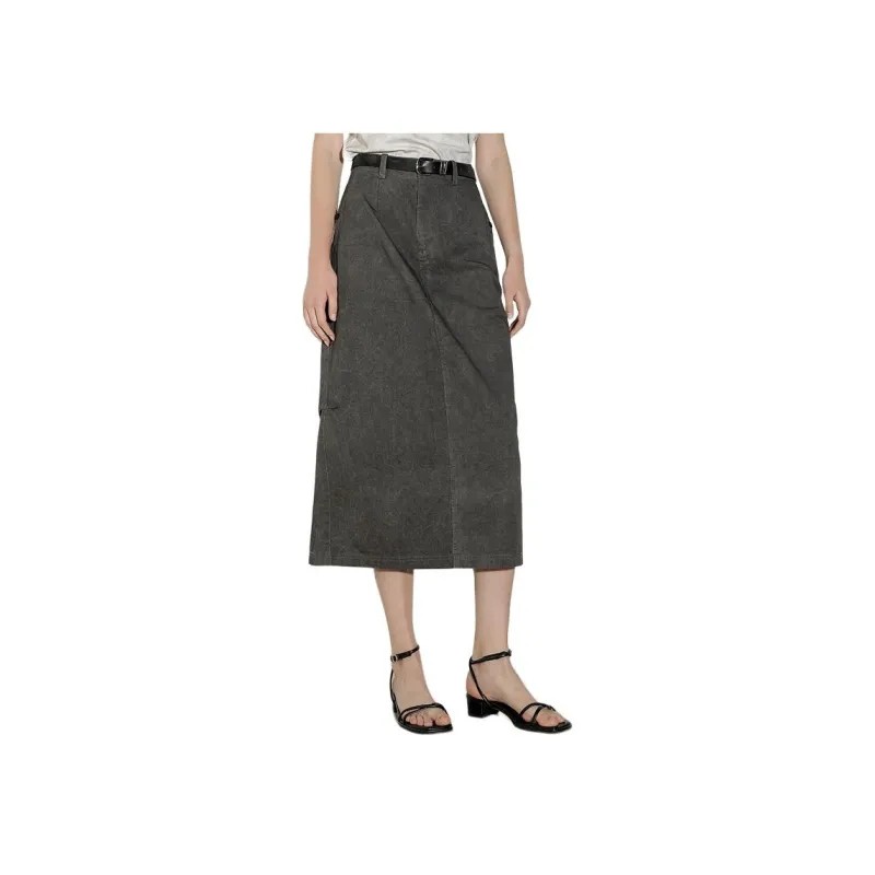 Ancient Alley Denim Long Skirt Women's Carbon Gray-1