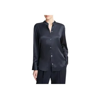 VINCE Band collar Satin Shirt