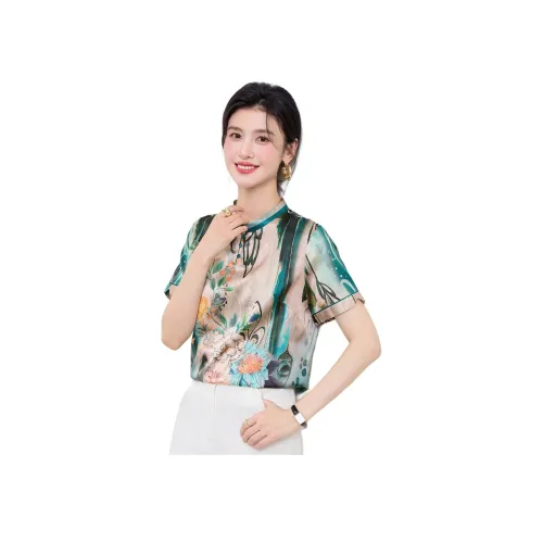 JINJU 배색 여성 티셔츠