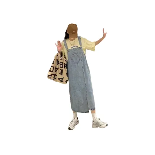 MUMUTU 블루 여성 슬립 원피스