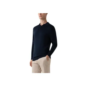 SUNSPEL Merino Wool Long Sleeve Polo Top