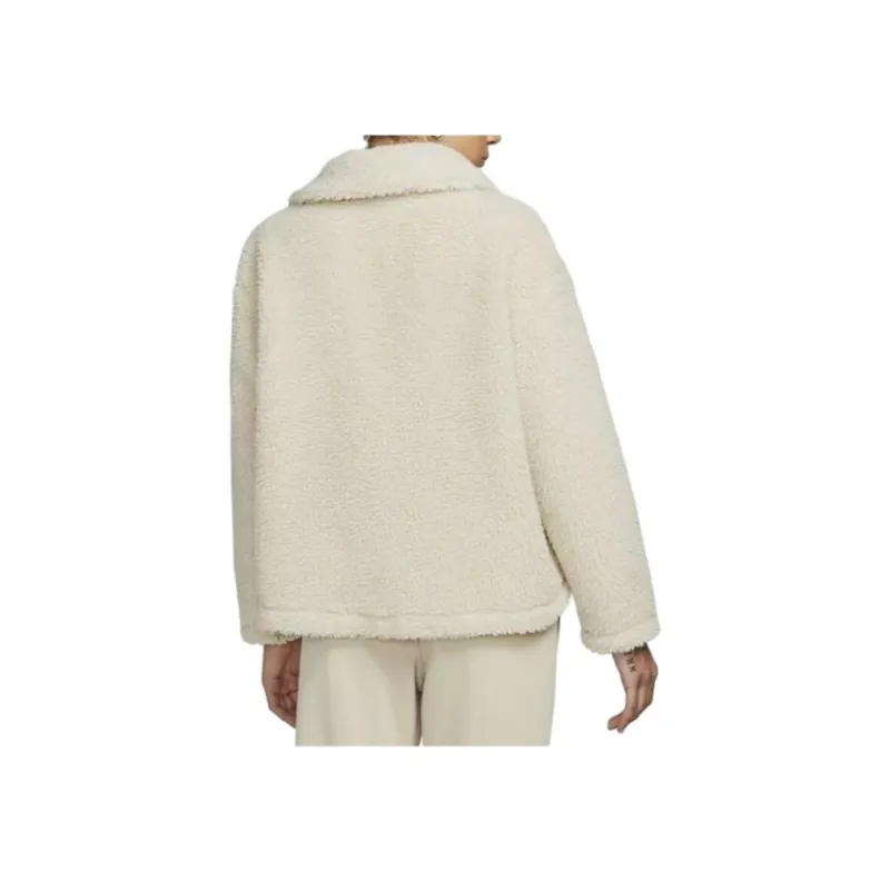 Nike Swoosh Full Zip Sherpa Jacket Beige/White-2