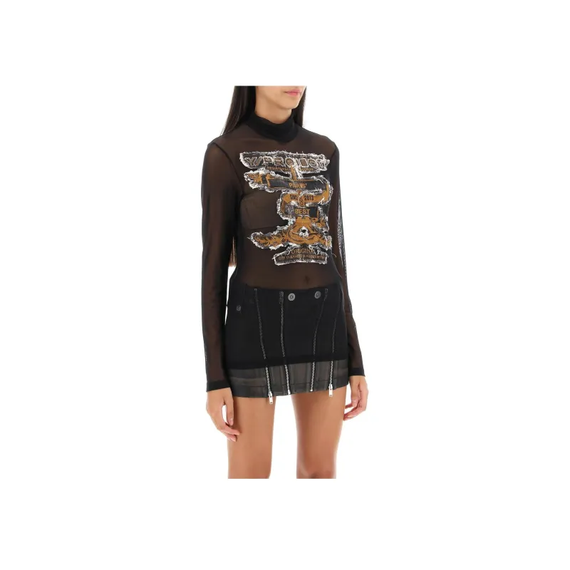 Y/Project Logo Printed Long Sleeved Sheer Top-1