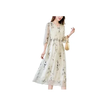Yi Mengyuan Heavyweight Mulberry Silk Long Sleeved Dress Women's