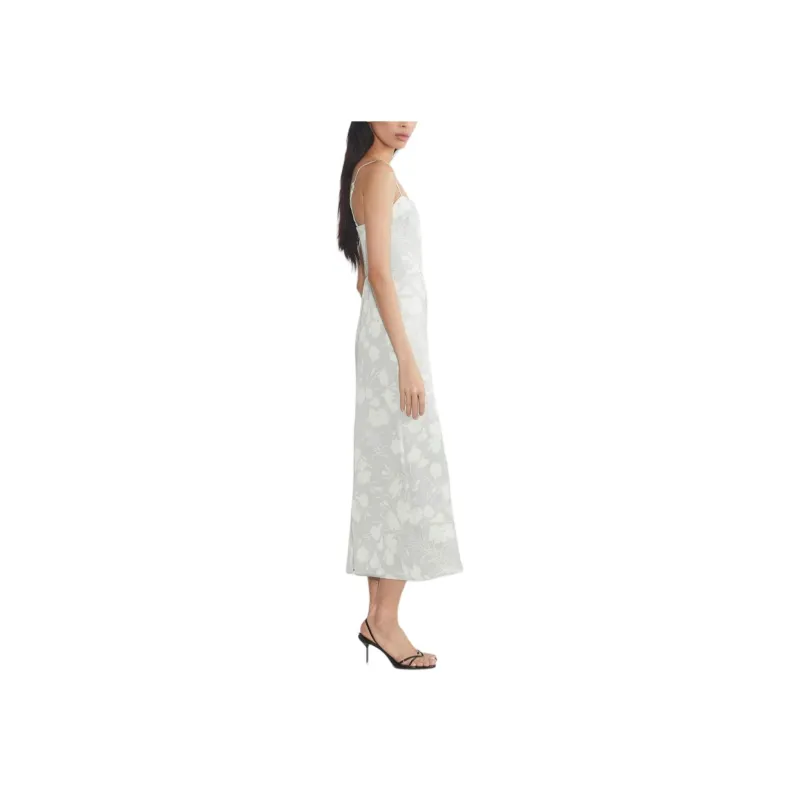 ARITZIA FW24 Wilfred Madelyn Satin Dress Slip Dresses Women's Chrome Gry Lt Brch/Gray Base Low Brown Print-4