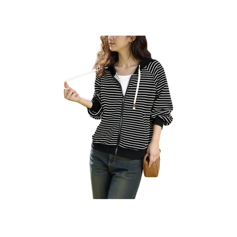 Wbwq Sweatshirt Women's Black Sole Apricot Stripes-0