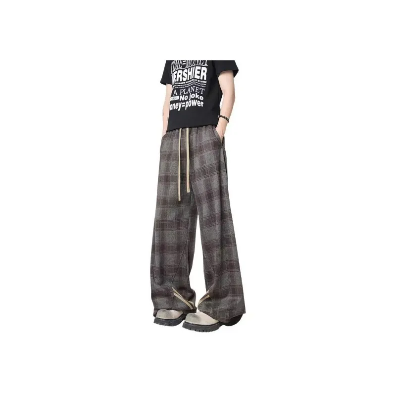 NOME Minimalist Style Plaid Draped Floor Length Straight Fit Unisex-0
