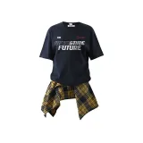 Navy Blue+Yellow Plaid Skirt