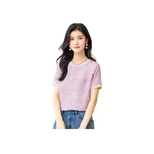 JINJU 퍼플 로즈 여성 티셔츠