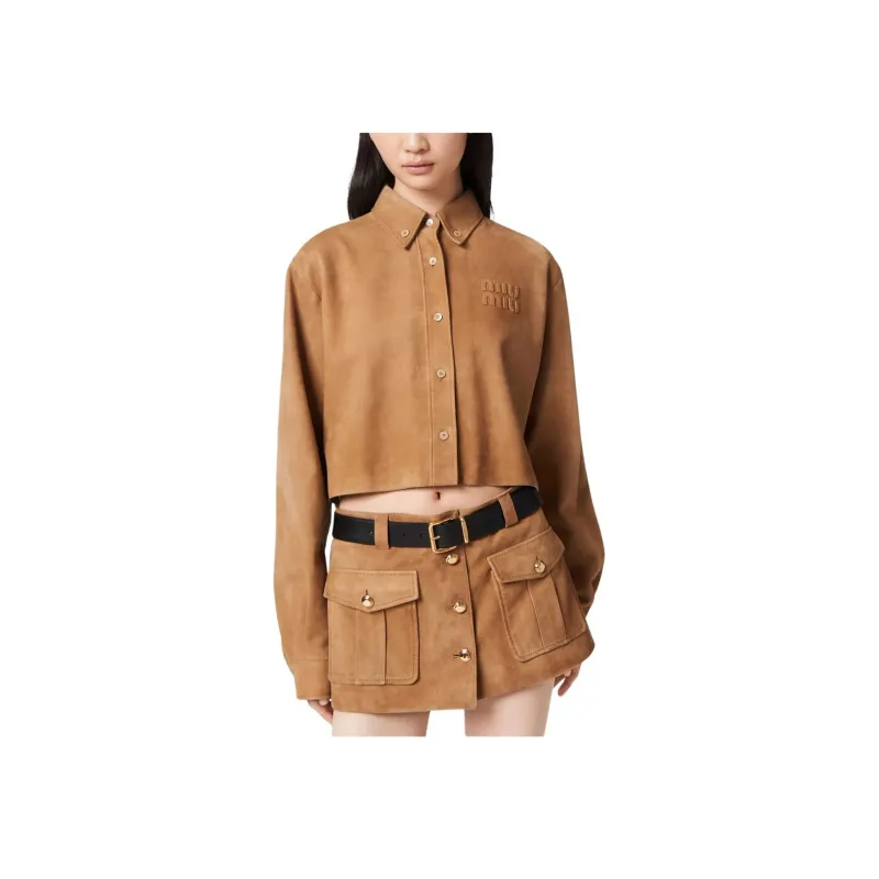 MIU MIU Jackets Coats Women's Camel Brown-2