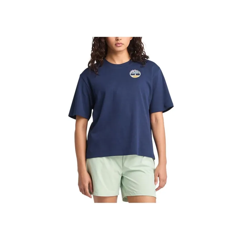 Timberland Drop Shoulder Sleeve T Shirt Women's Marine Blue-2