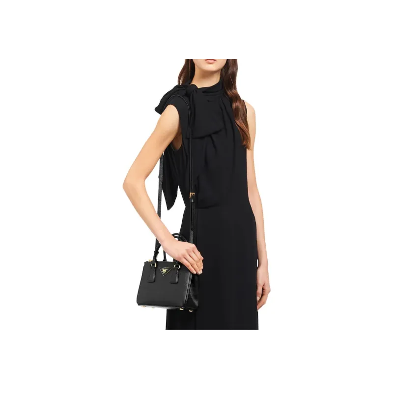 PRADA Saffiano Leather Crossbody Bag Handbag Shoulder Bag Mini Women's Black-3