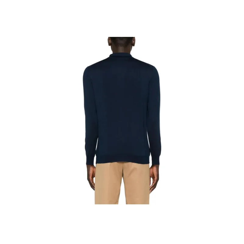 KITON Long Sleeve Cashmere Silk Polo Shirt-1