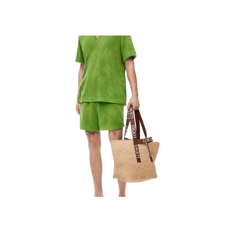 LOEWE Fold Shopper In Raffia Natural/Tan-7