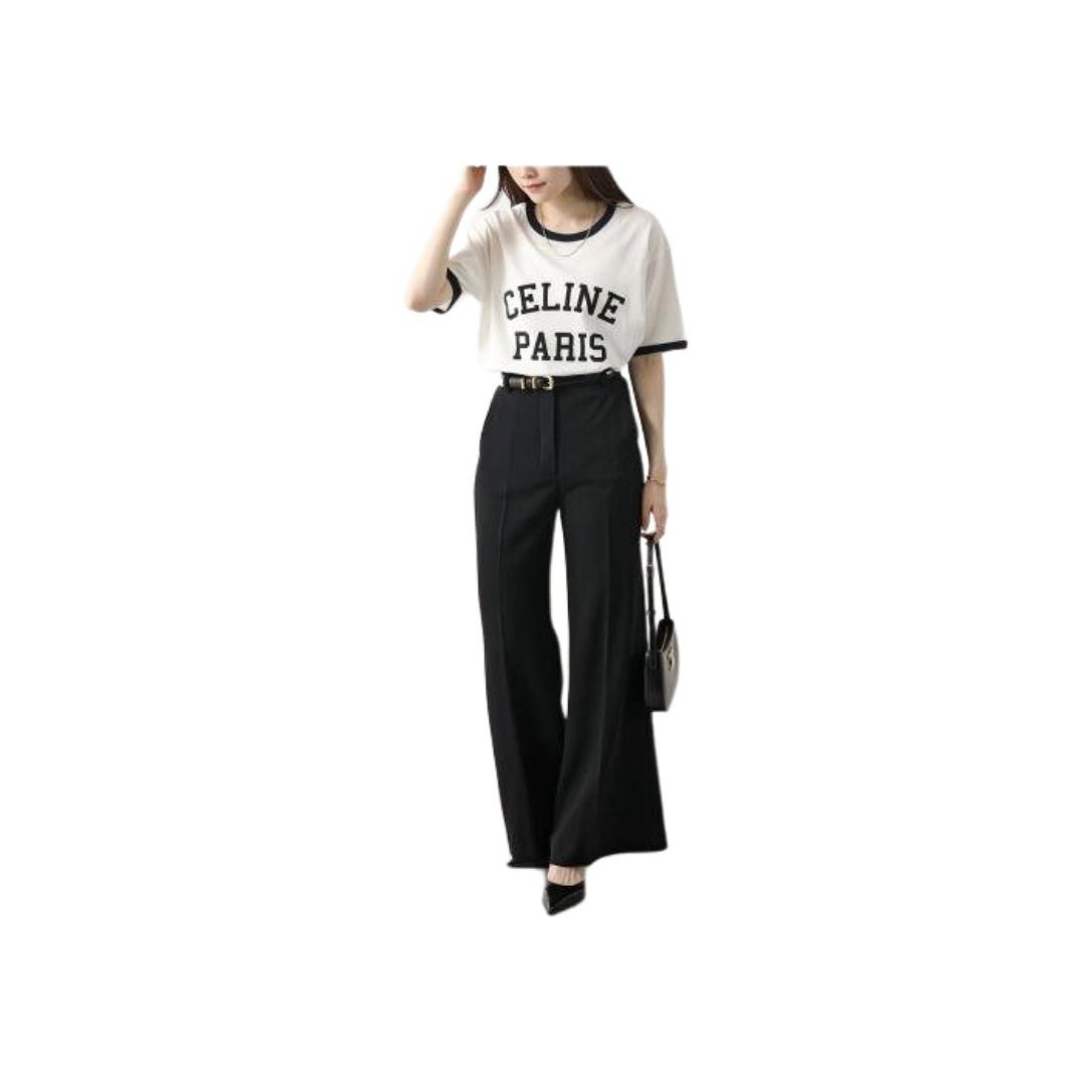 関税込 CELINE paris loose t-shirt IN cotton jersey CELINE PARIS Loose T-shirt in Cotton Jersey - POIZON