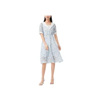 EICHITOO Short Sleeved Dress Women's Light Blue Pattern