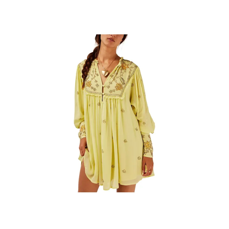 FREE PEOPLE Bali Golden Sun Dress Long-Sleeved Dresses Women's Early Bloomer Combo-0