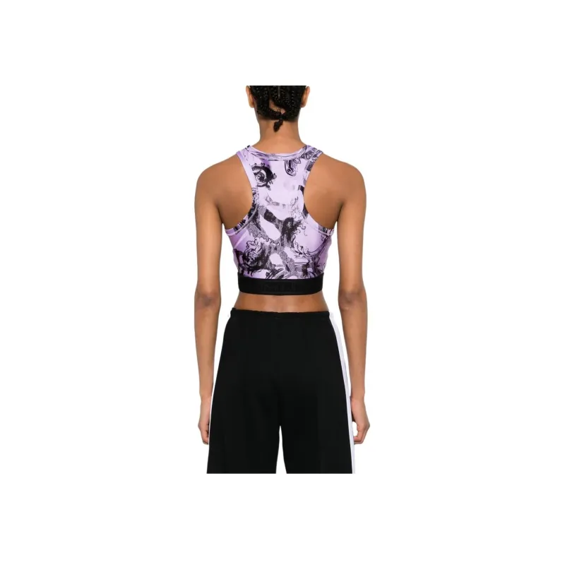 VERSACE JEANS Magazine Printed Sleeveless Cropped Top-1