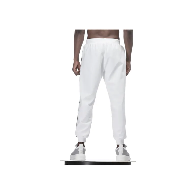 NORVINCY Elastic Cuff Stretch Knitted Sweatpants Unisex White-3