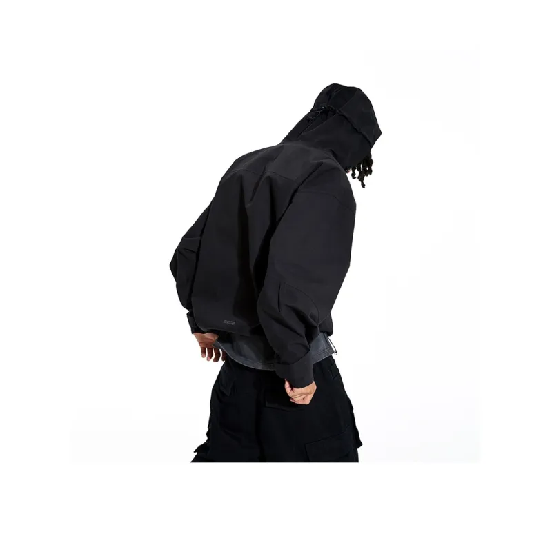 P.M.W Waterproof And Windproof Windbreaker Jacket Unisex Black-2