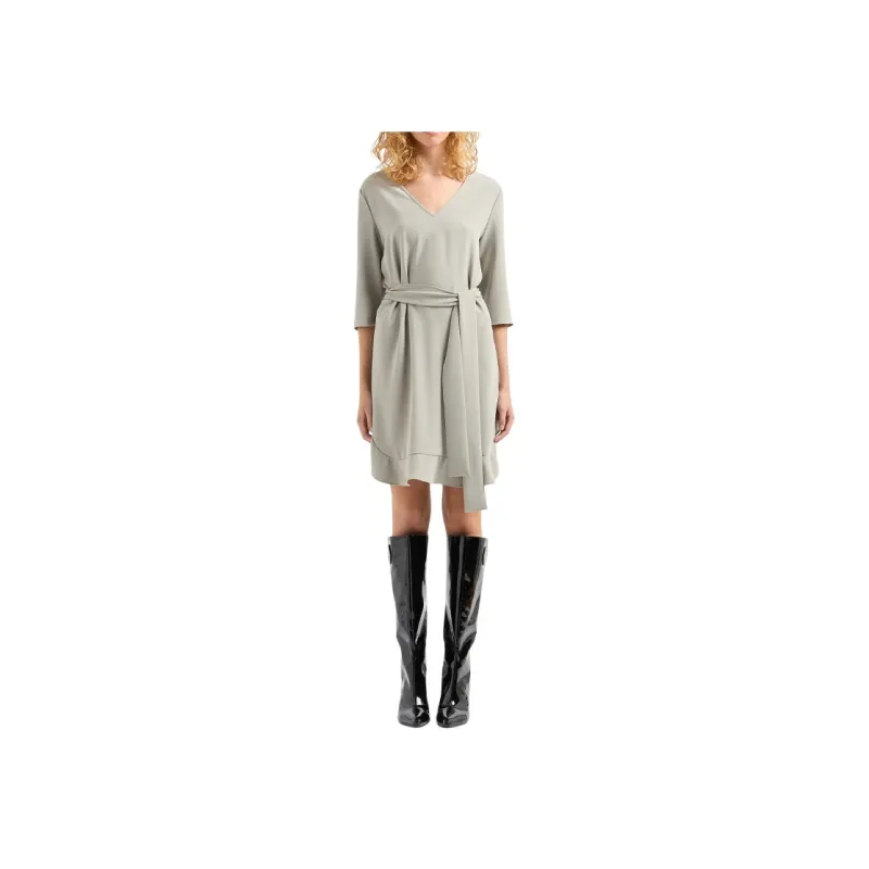 ARMANI EXCHANGEAE FW24 Long-Sleeved Dresses Women's Gray Green-1