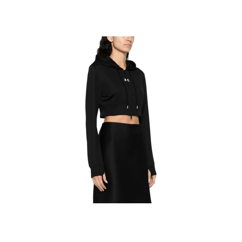 Courrèges Cropped Tracksuit Interlock Jacket 'Black'-3