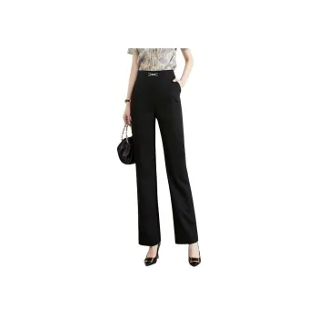 Late White Extended Length Floor Length Casual Pants Women's Black